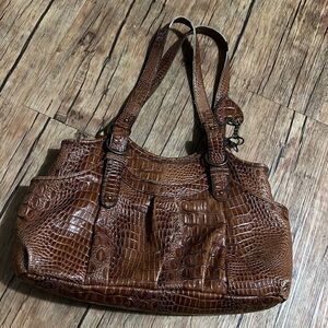 Brown Faux Crocodile Leather Jessica Simpson Shoulder Bag